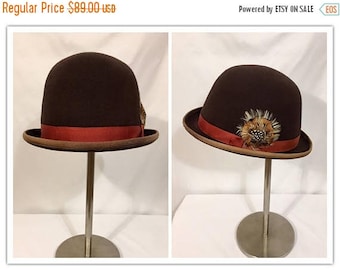 Back to School Sale Vintage Bowler Hat, Vintage Derby Hat, Men's Vintage Hat
