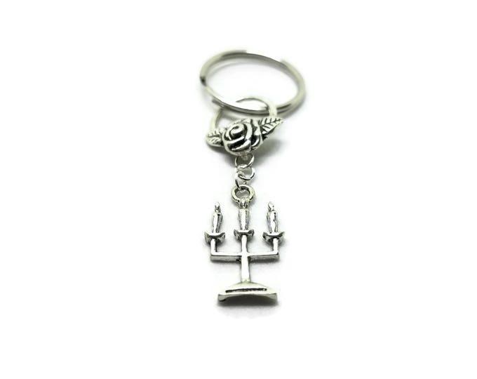Rose and Candle Keychain, Beauty and the Beast, Unique Keychain, Stocking Stuffer, Gifts Under 5, Unique Birthday Gift, Gift for Her