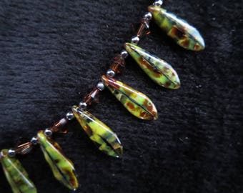 Necklace with swarovski and Czech glass dagger beads