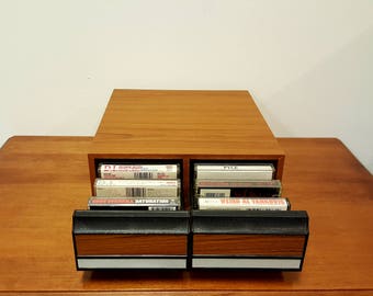 Vintage Two Drawer 24 Ct Cassette Tape Holder Storage Box Holder Organizer