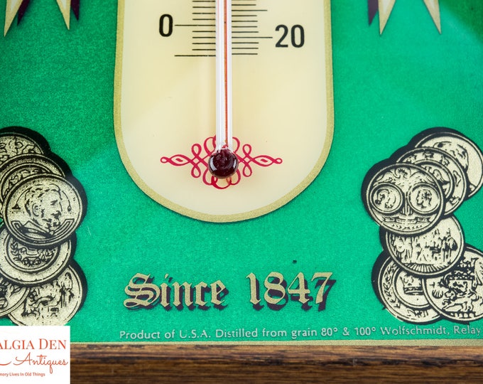 Framed Thermometer | Wolfschmidt Vodka Advertising | Vintage Bar Decor