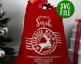 Reindeer Mail SVG file for Santa sack, cut, gift tag, vector, tree, winter, holidays, silhouette, cricut, cutting, clipart, files, design