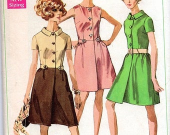 GOODBYE SUMMER SALE Vintage 60's Shirt Dress Pattern: Simplicity 7982, size 14, bust 36; c. 1969