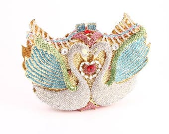 Swan Crystal Minaudière Clutch Bag