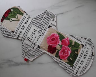 14" heavy pad, reusable cloth menstrual pad - rose de meaux