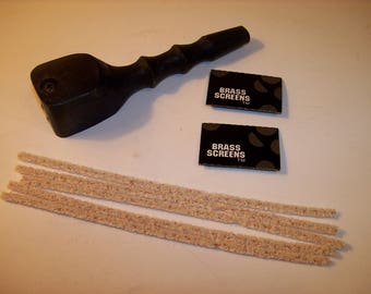 Wood Swivel Lid Smoking Pipe 4.5" length Black Color includes 10 Piece Screens and 5 Pipe Cleaners