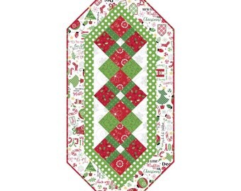 KIT: Table Runner 17"x38", Jingle All The Way, Green, Red, White, Christmas, Debbie Beaves, Kimberbell Designs, Maywood Studio