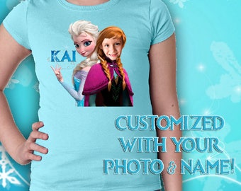 CUSTOM Frozen Shirt * Personalized with Photo and Name * Custom Frozen Girls Shirt * Frozen Photo T-Shirt * Elsa and YOU custom photo & Name