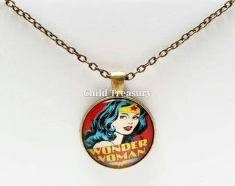 Wonder Woman Pendant Necklace/Wonder Woman Necklace/Wonder Woman Pendant Chain/Wonder Woman Accessory/Super Hero Necklace/Kids Necklace