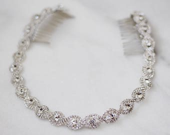 Silver Wedding Headband, Bridal Headpiece, Rhinestone Headband, Hair Tiara, Hair Jewelry, Bridesmaid, Hair Accessory