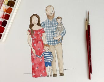 Portrait, Watercolor Portrait, Family Portrait, Custom Art, Family Memories Portrait, Wedding Gift, Family Painting