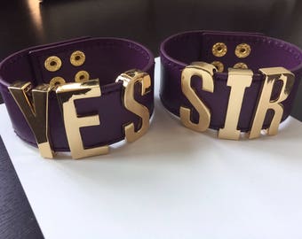 Suicide Squad 'Yes' 'Sir' Harley Quinn Cuffs, Yes / Sir Cuffs, Yes Sir Harley Quinn Armbands, Harley Quinn Cosplay, Harley Quinn Costume