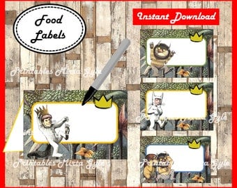 Where The Wild Things Are Food labels, printable Where The Wild Things Are party food tent cards ,Where The Wild Things Are food tent cards
