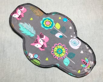 Seconds 10.5" Regular/moderate Knit Cloth Pad - Serged Style Reusable Menstrual Cloth - Woodland Creatures Cloth Pad