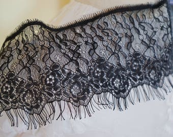 3 m * 10cm Black Lace chantilly lace fringe Ref. 2211