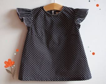Light tunic for girls, flounced sleeves
