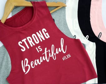 SALE! Workout Tank Top, Muscle Tank, Strong is Beautiful, Womens Workout Tank, Workout Shirt, Gym Tank Top, Fitness Tank, Yoga Top