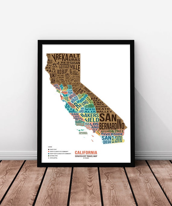 California Scratch Off Travel Map by Mappinners Available for