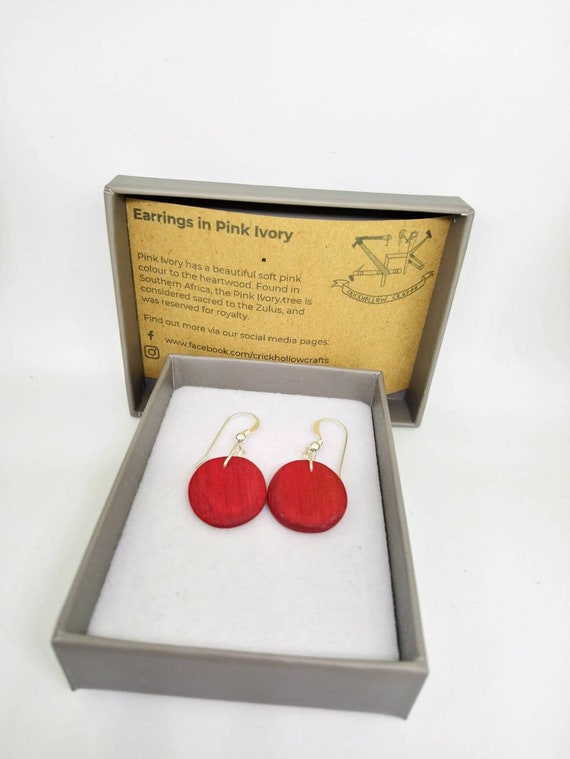 Pink Ivory Drop Earrings in Sterling Silver- handcrafted jewellery by Crickhollow Crafts - bespoke by nature