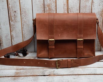 Men's Messenger Bag 15 Leather Briefcase Benny