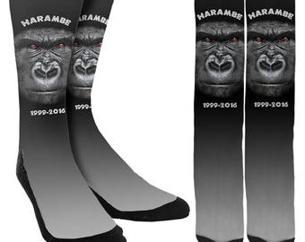 Harambe 1999-2016 Crew Socks - RIP Harambe Socks - Unique Socks - Novelty Socks - 100% Comfort - FREE SHIPPING