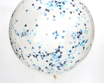 Confetti Balloon / Ocean Jumbo 36" balloon - Blue, Navy, Light blue