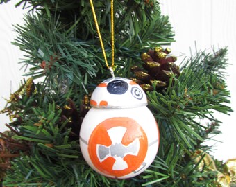 Bb8 ornament, hand painted bb8, bb8 peg doll ornament, star wars Christmas tree ornaments, star wars ornaments, Christmas decoration, unique