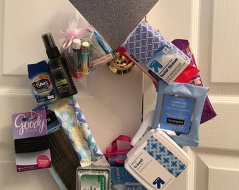 Wedding Emergency Kit, 911 toiletry Kit, Bride Gift, Day of Neccessities, roll up travel bag, Hospital Travel size toiletries, Bride New Mom