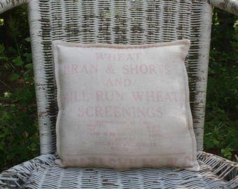 Vintage Feed Sack Pillow - Grain Sack - Statesville NC Flour Mill