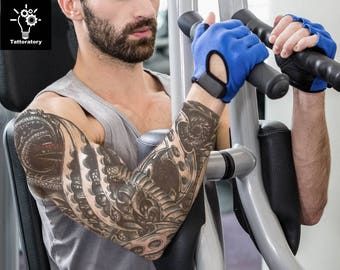 Temporary Tattoo Sleeve Tatouage Temporaire Homme Steampunk Temporary Tattoo Men Fake Tattoo Sleeve Steampunk Tattoo Biomechanical Tattoo