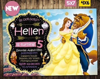 Beauty and the beast Invitation, Belle Invitation, Beauty and the beast, Beauty and the beast Invite, Beauty and the beast Birthday Party