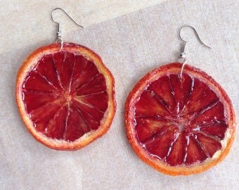 Real blood orange earrings
