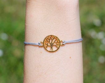 Tree of life macrame bracelet * gold & grey * size adjustable