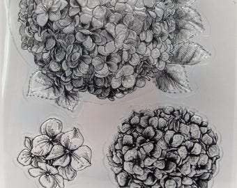 Clear stamps - flowers - hydrangea - 4 stamps