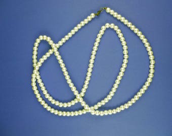 Vintage Pearl Necklace - Long Faux Pearl Necklace, Vintage String Of Pearls, Costume Jewellery