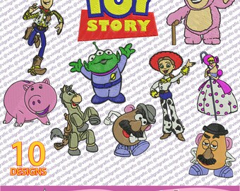 Toy Story Movie kit of 10 Embroidery Designs Patterns Sewing Brother pes dst hus jef emb with Resizer Converter Software Included