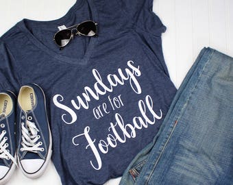 Sundays are for Football Shirt, Football Shirt, Superbowl Shirt, Fall Shirt, game day shirt, Blue V Neck Shirt, Sundays, Vinyl Shirt