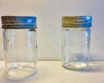 Two Vintage Crown Mason Jars "Made in Canada"