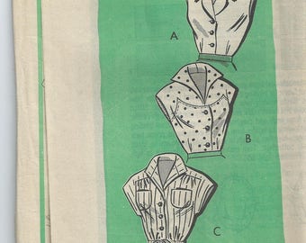 Vintage 1950s American Weekly mail order sewing pattern #9379 blouses shirts tops size 12
