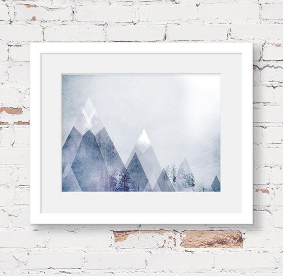 geometric mountain art print instant download printable art