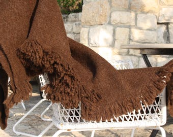 SALE-new price-100% wool blanket/brown blanket/natural blanket/throw/raw blanket