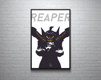 Reaper - Pumpkin Reaper - Overwatch Poster - Halloween Minimalist Print - 11x17