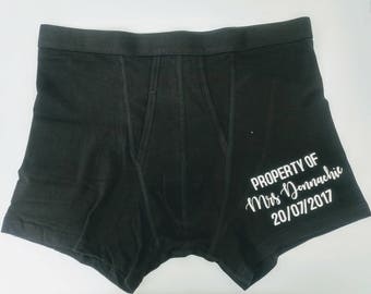 SALE Personalised grooms boxers, wedding underwear, groom gift, best man, usher gift, keepsake, wedding party gifts, groomsmen gift