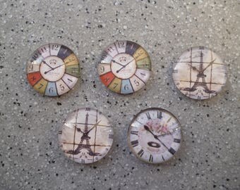 5 illustrated round cabochon glass 20 mm watch