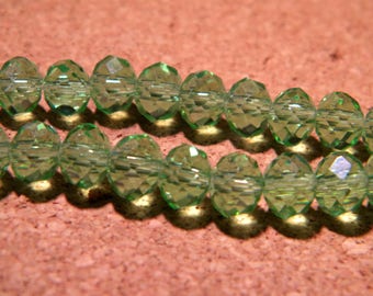 35 silver Austrian Crystal faceted - green-clear 8 mm x 6 mm - PE73
