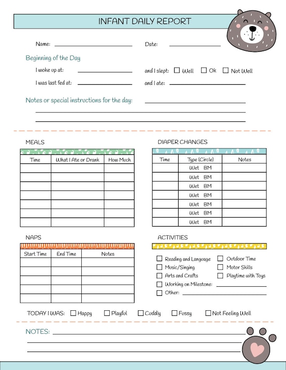 infant daily report