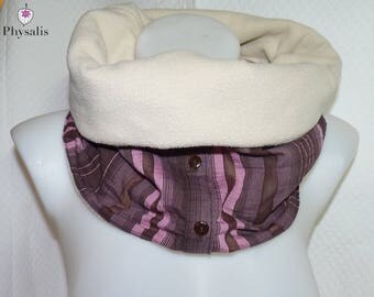 Snood, cowl for women, accessory made from a recycled shirt