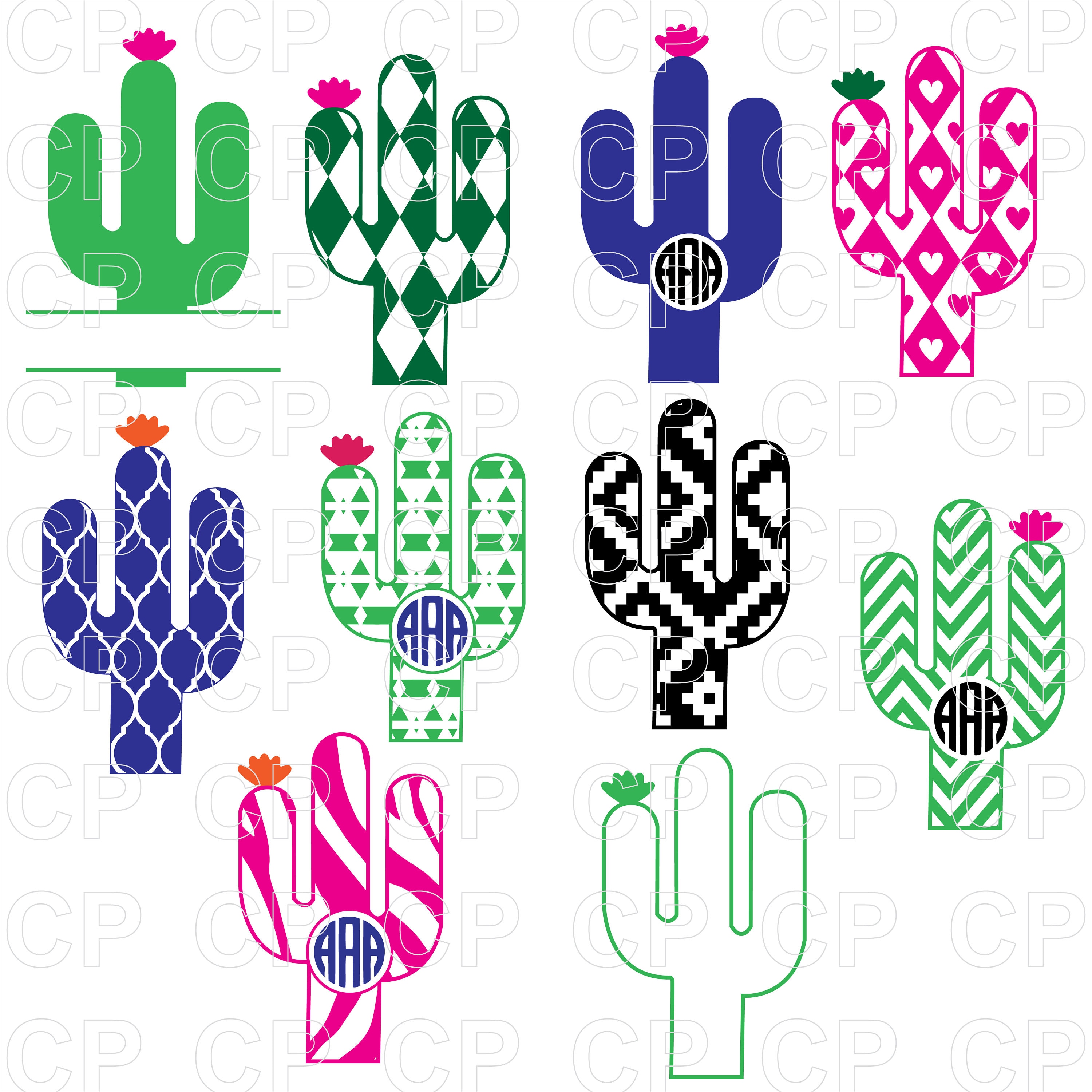 Download Cactus SVG Cut Files Cactus Clipart Cactus Monogram Frames