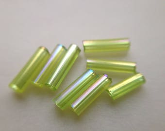 8. LOT ~ 1100 TUBE 7mm IRIDESCENT CELADON green glass seed beads