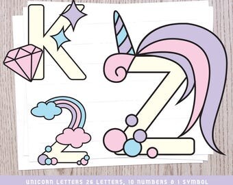 Unicorn Alphabet | Unicorn Letters | Unicorn SVG | Unicorn Clipart | Alphabet Letters | Alphabet SVG | Unicorn Birthday | Unicorn Party